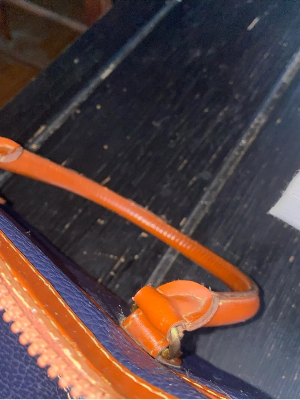 Dooney & Bourke Navy and Brown Pebbled Leather Satchel